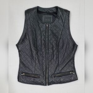 The Limited Black Leather Quilted Women's Vest